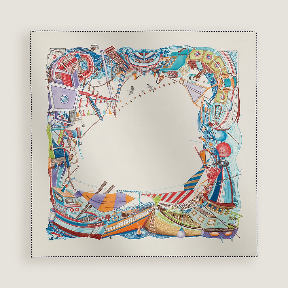 【新品】　エルメス　HERMES カレ80 大判スカーフ BORD A BORD Bord a Bord scarf 80 - White | Hermès Mainland China